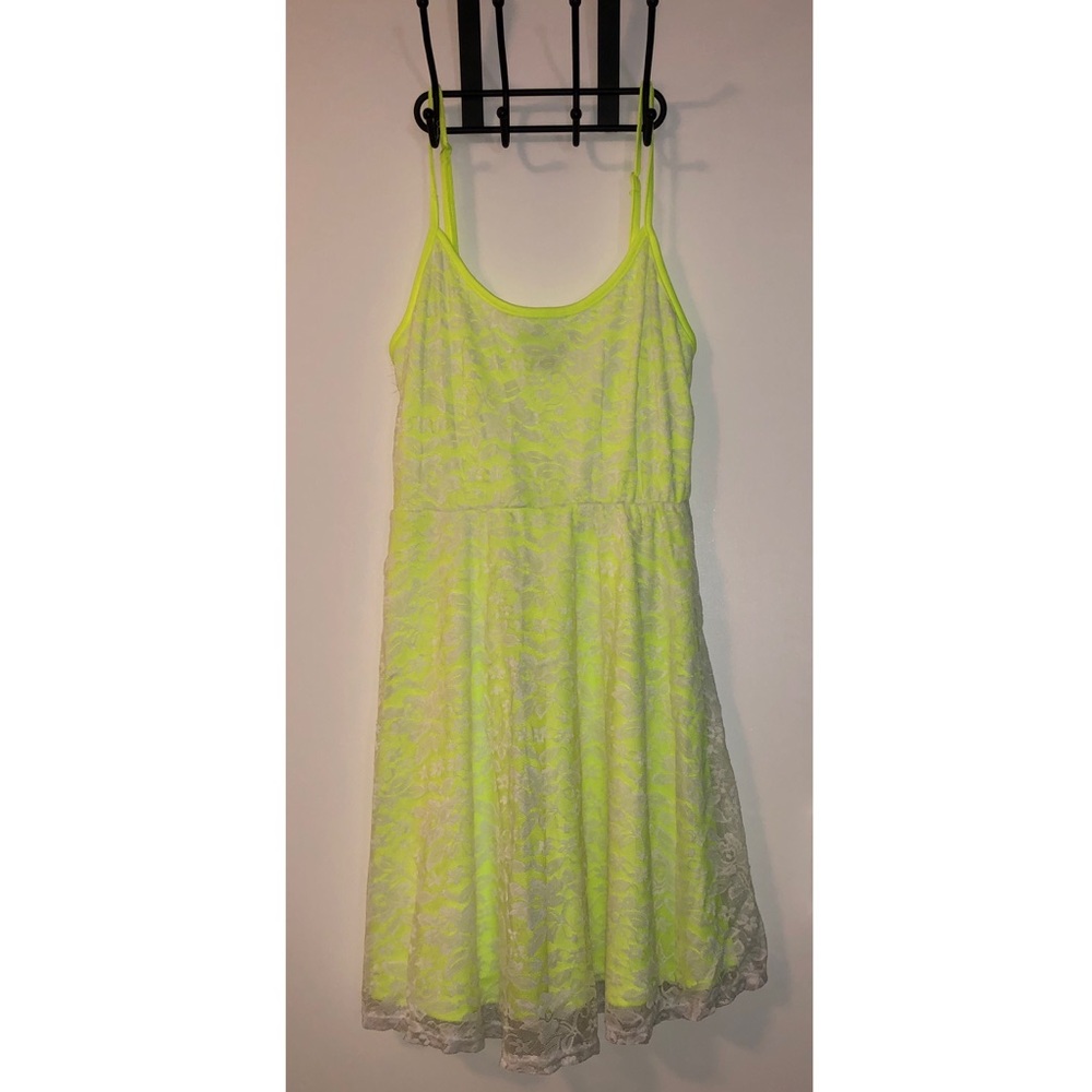 Neon yellow lace dress